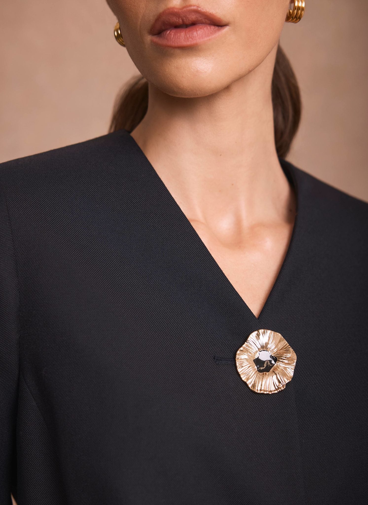 Navy Statement Button Sculpted Jacket
