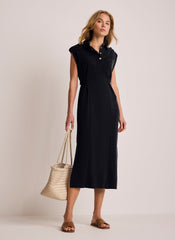 Navy Jersey Utility Midi Dress