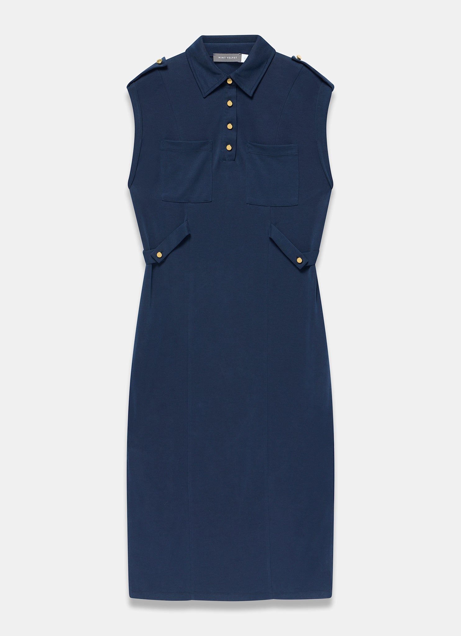 Navy Jersey Utility Midi Dress