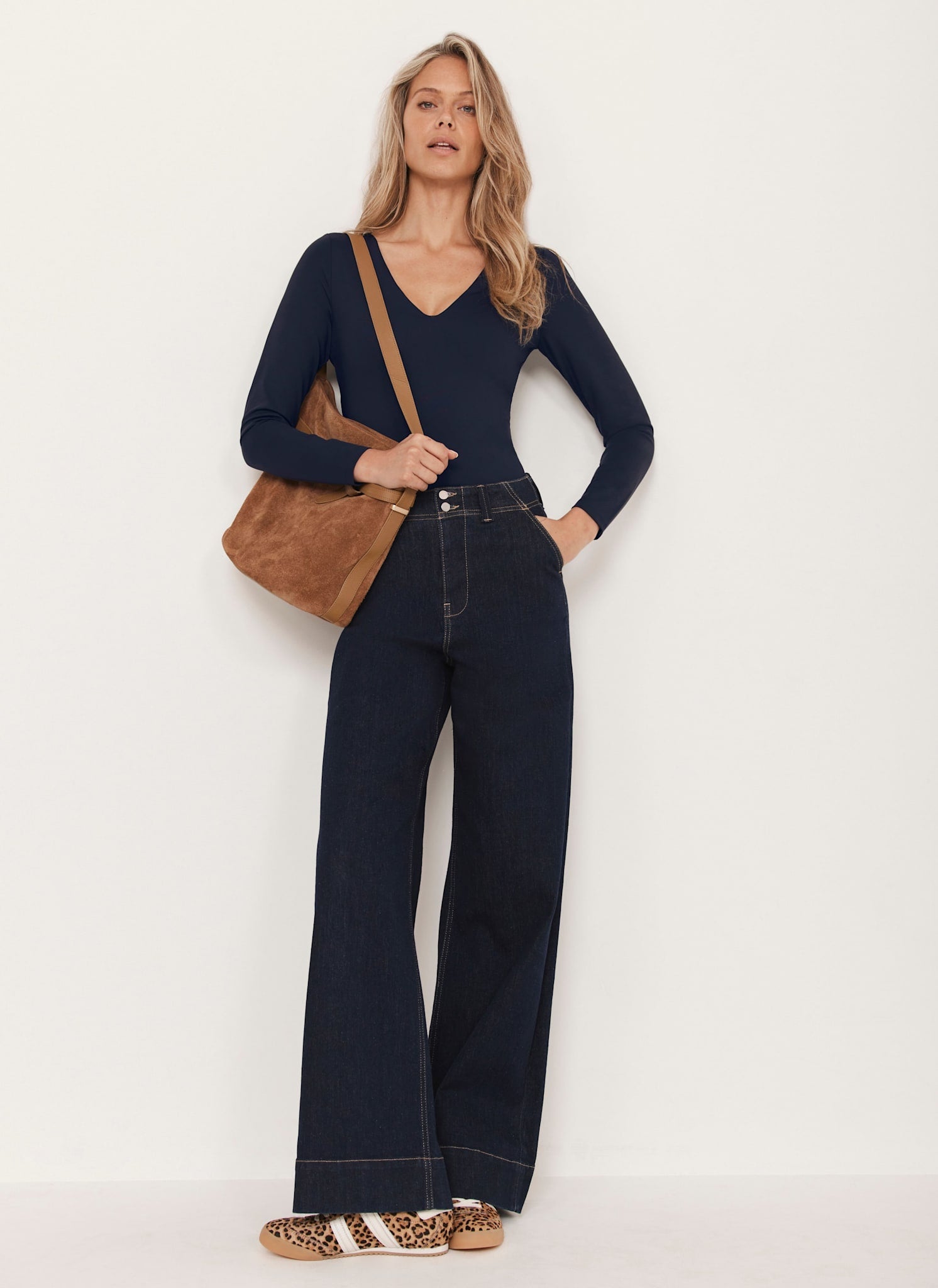 Navy V Neck Layering Top