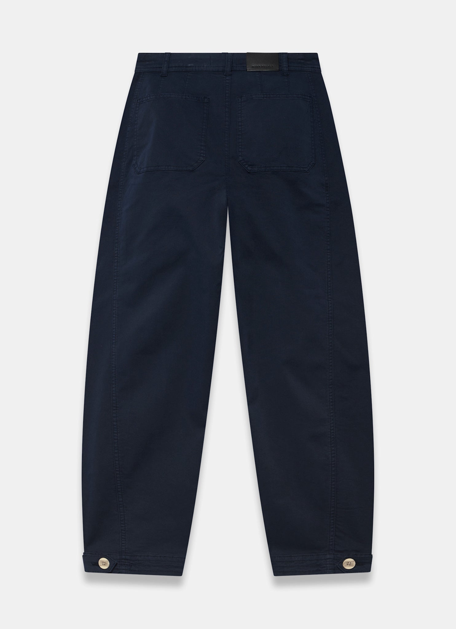 Navy Washed Barrel Leg Chino Trousers