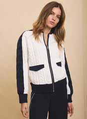 Navy Quilted Cable Knit Jacket