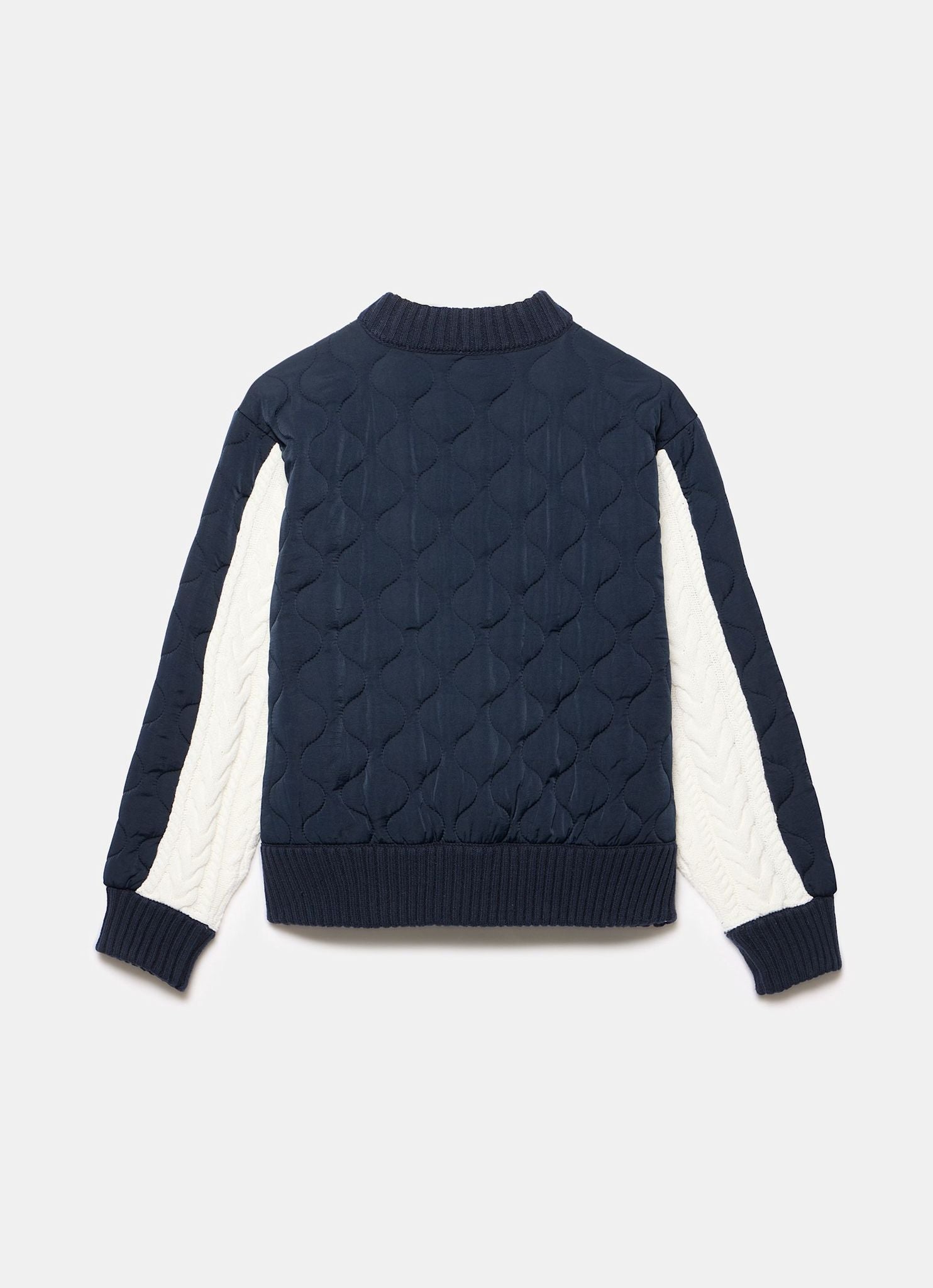 Navy Quilted Cable Knit Jacket