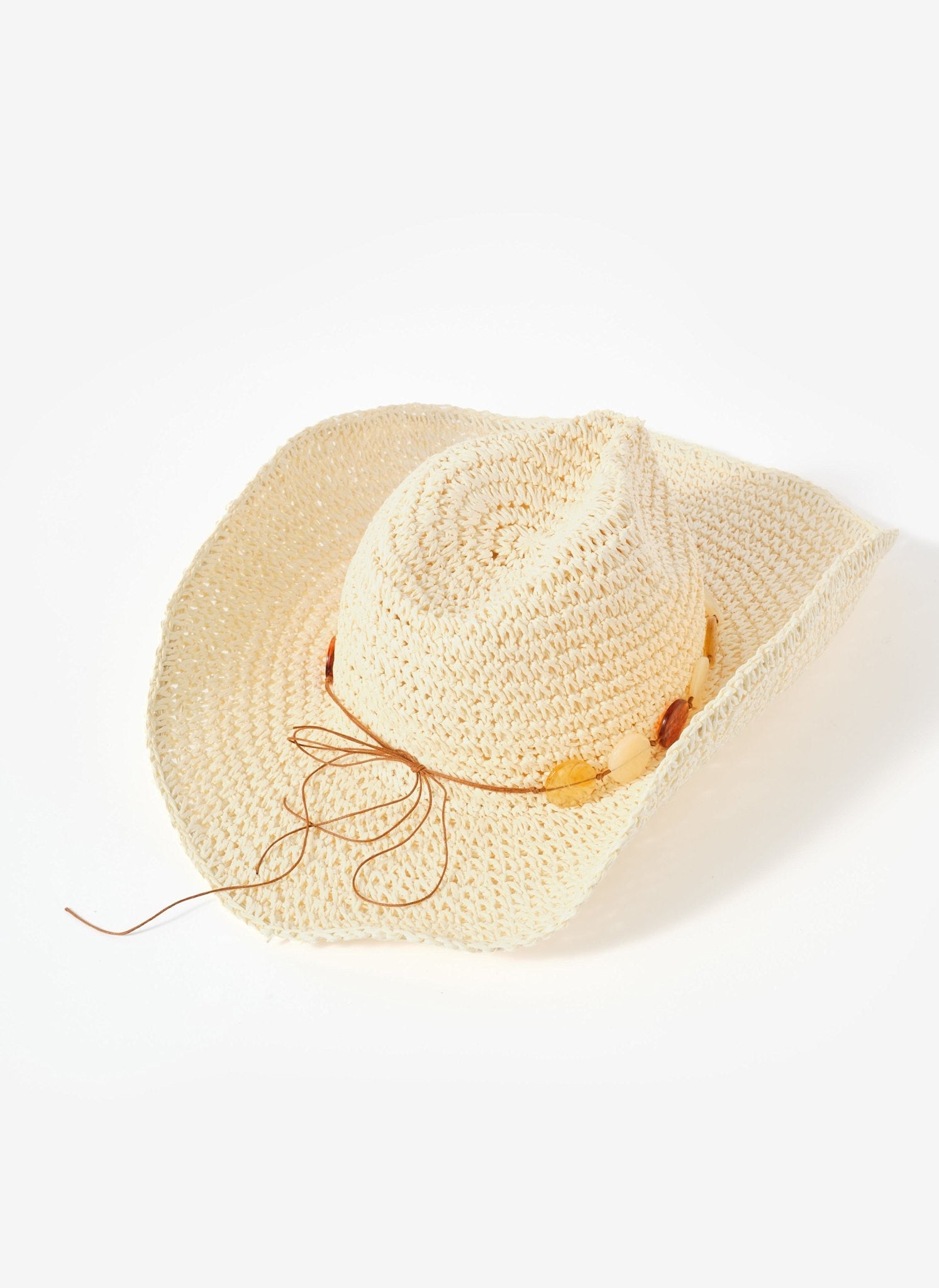 Neutral Woven Beaded Hat