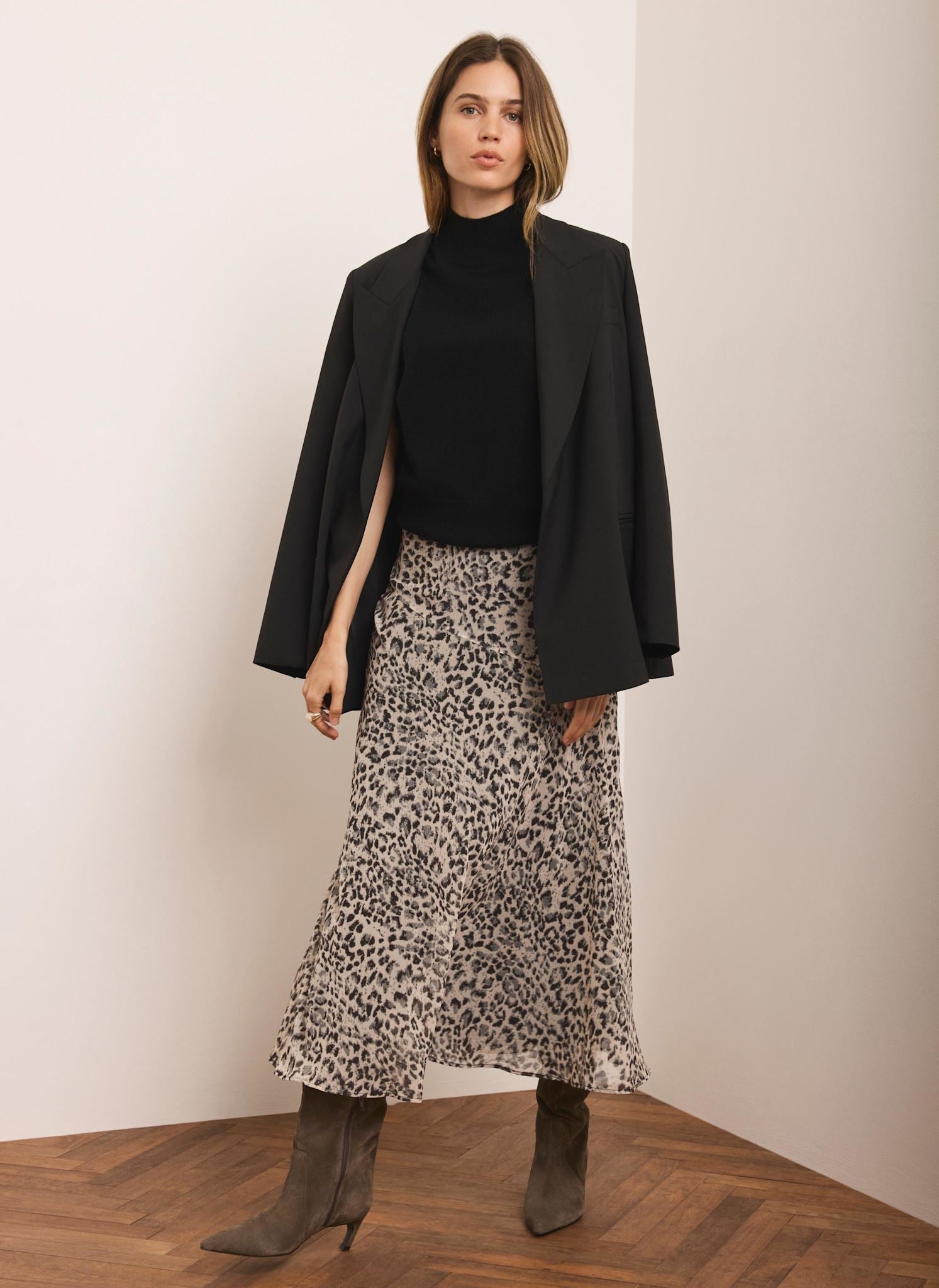 Leopard Print Midi Skirt