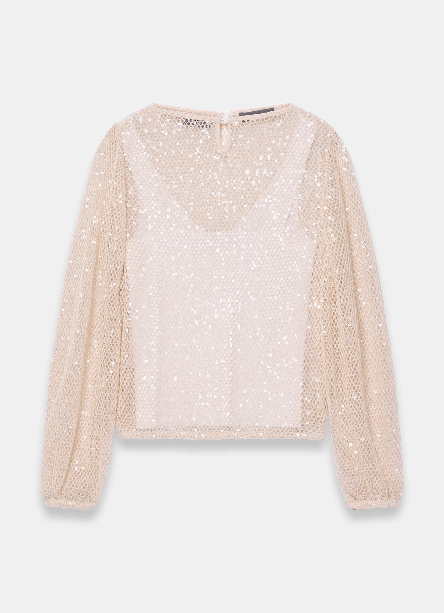 Neutral Sequin Layered Balloon Top