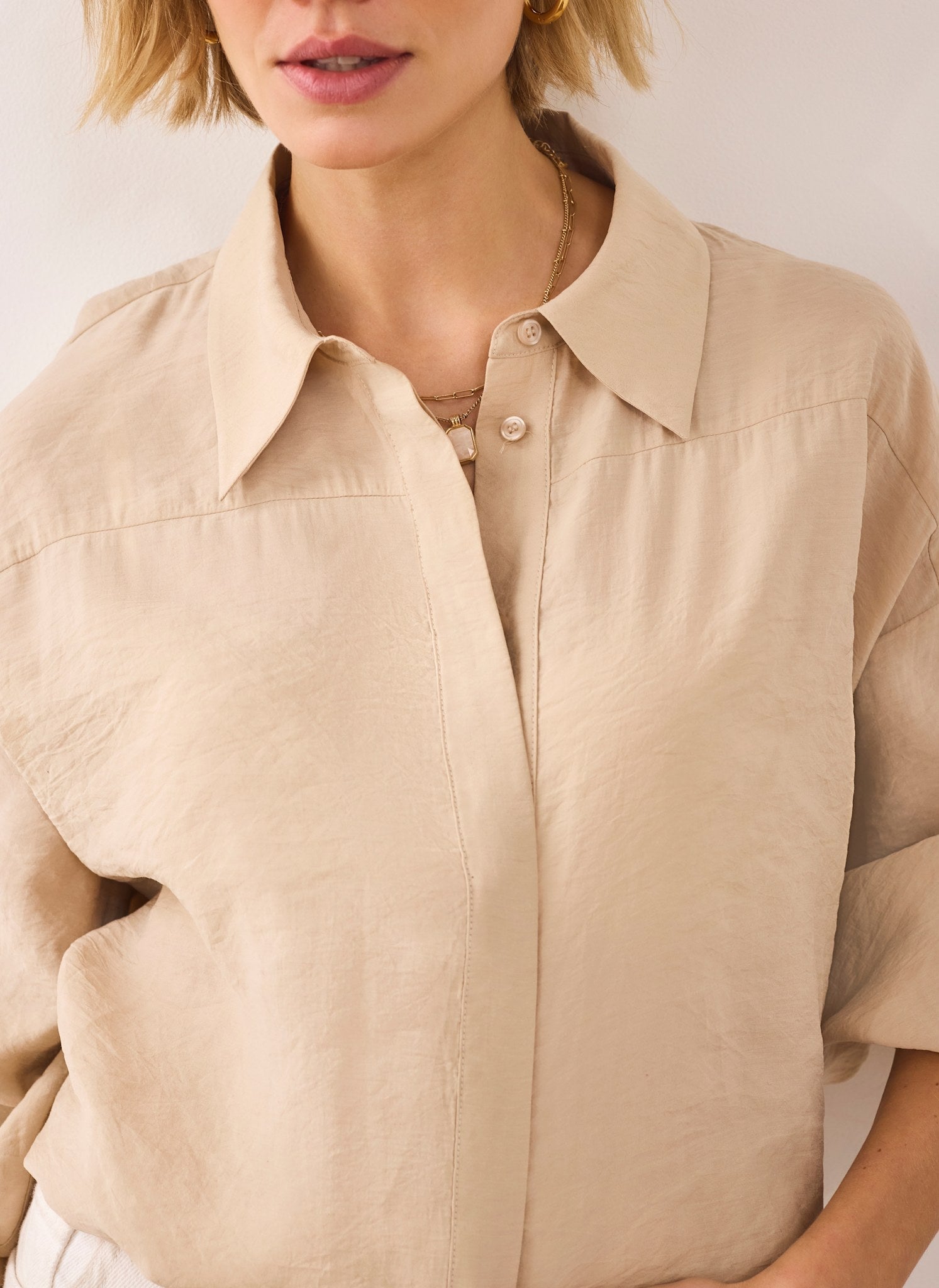 Neutral Long Sleeve Minimalist Shirt