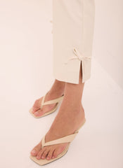 Neutral Cotton Blend Capri Trousers