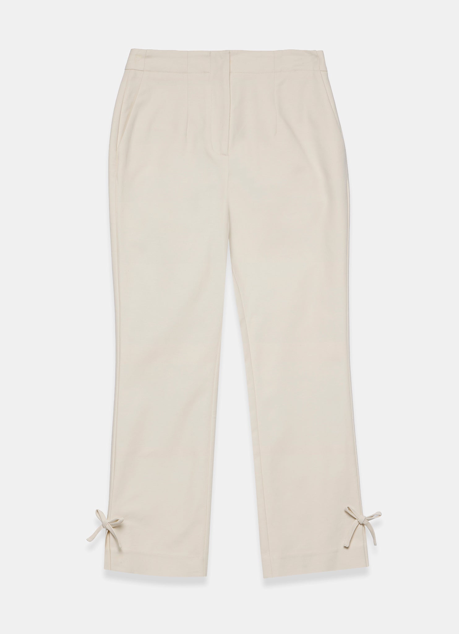 Neutral Cotton Blend Capri Trousers