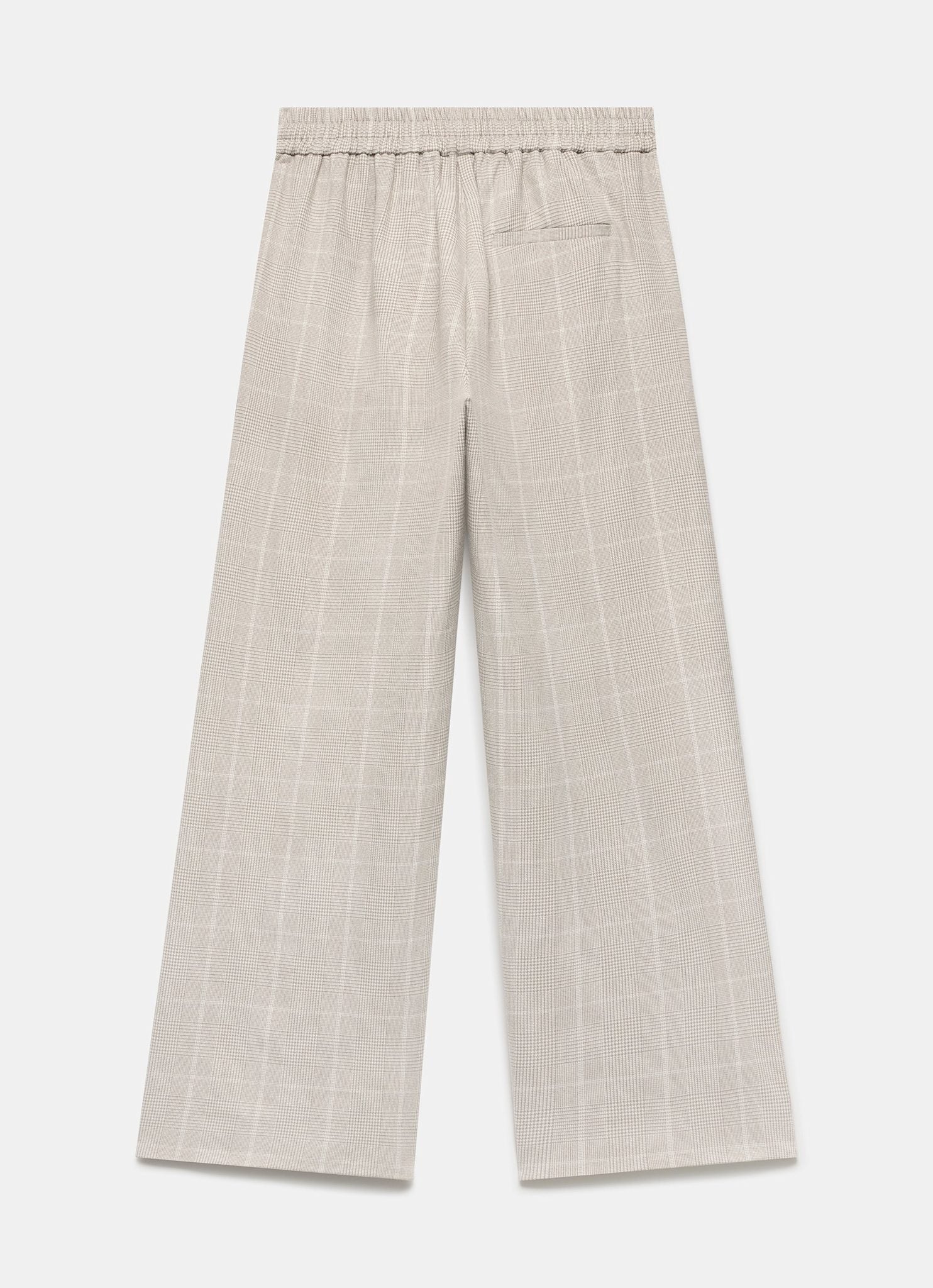 Neutral Checked Tailored Wide Trousers