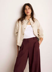 Neutral Funnel Neck Bomber Jacket