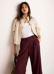 Neutral Funnel Neck Bomber Jacket