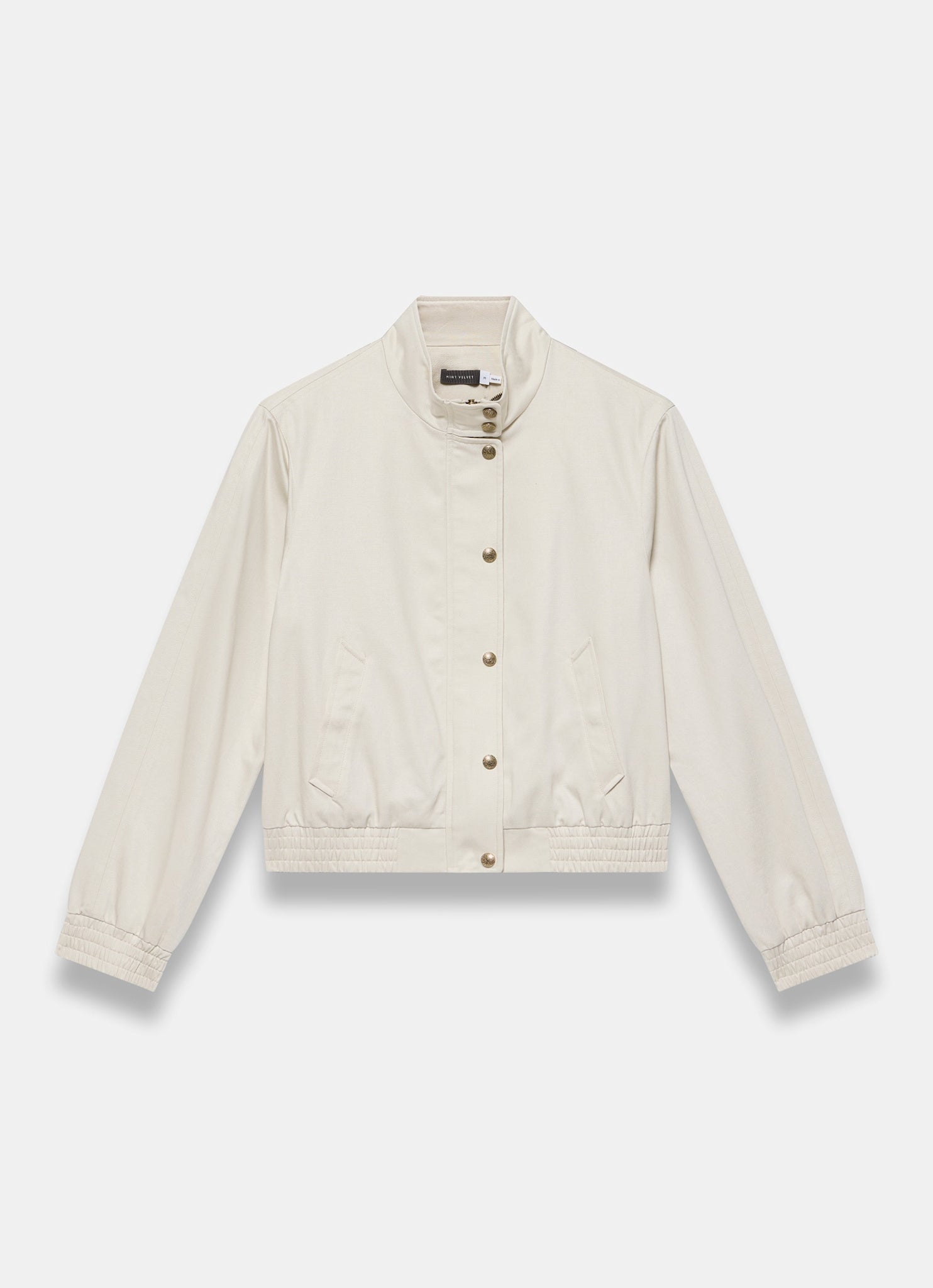 Neutral Funnel Neck Bomber Jacket