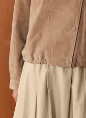 Neutral Cotton A Line Midi Skirt