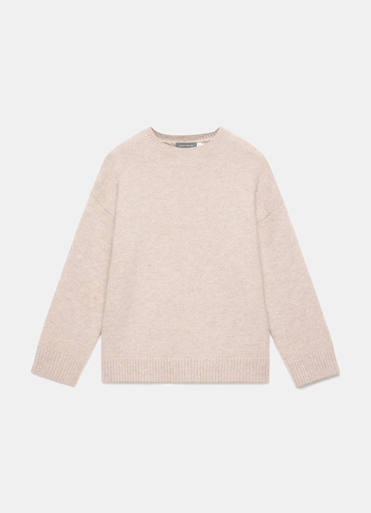 Neutral Wool Blend Longline Knit Jumper