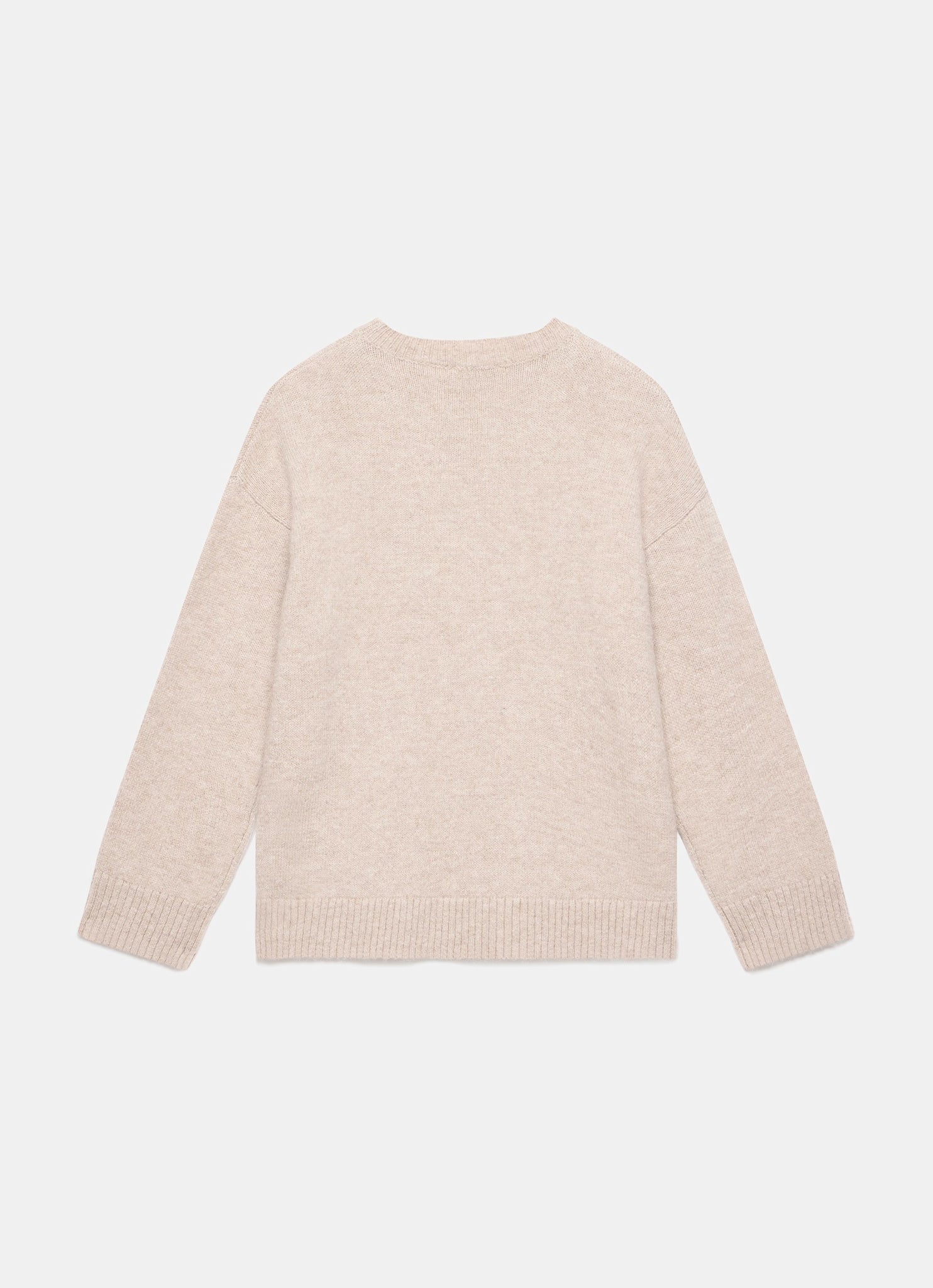 Neutral Wool Blend Longline Knit Jumper