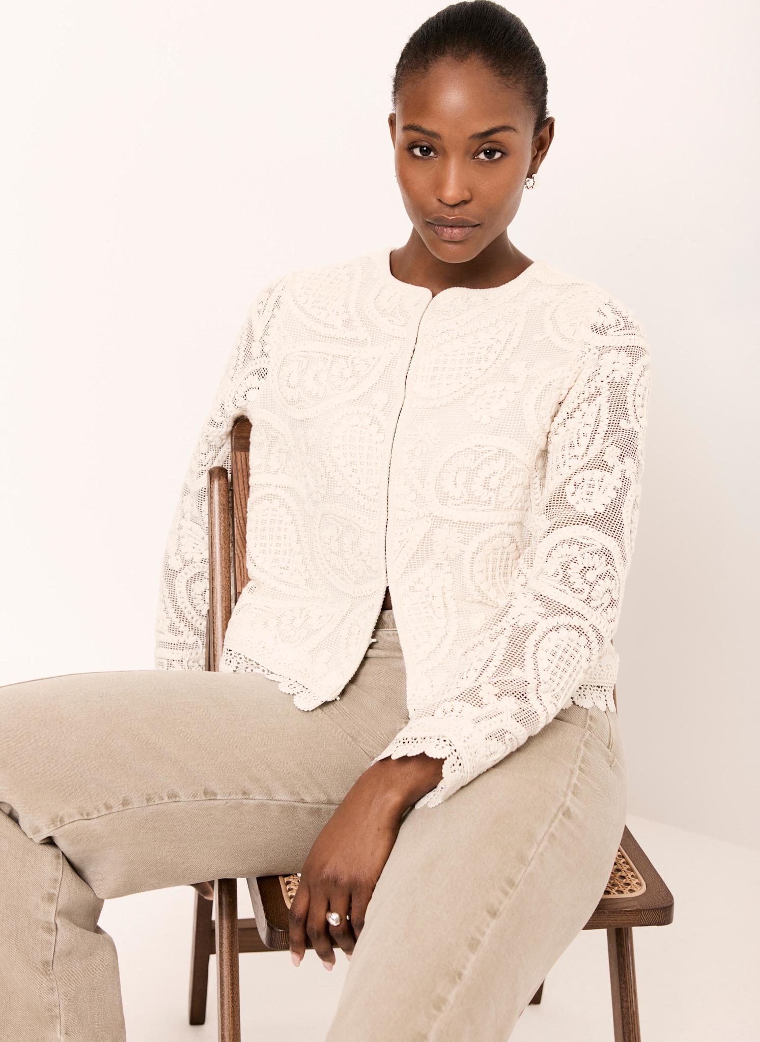 Neutral Crochet Paisley Jacket