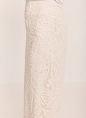 Neutral Crochet Paisley Midi Skirt