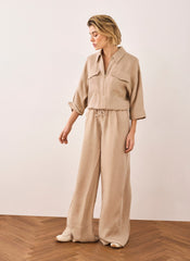 Neutral Zip Detail Blouse