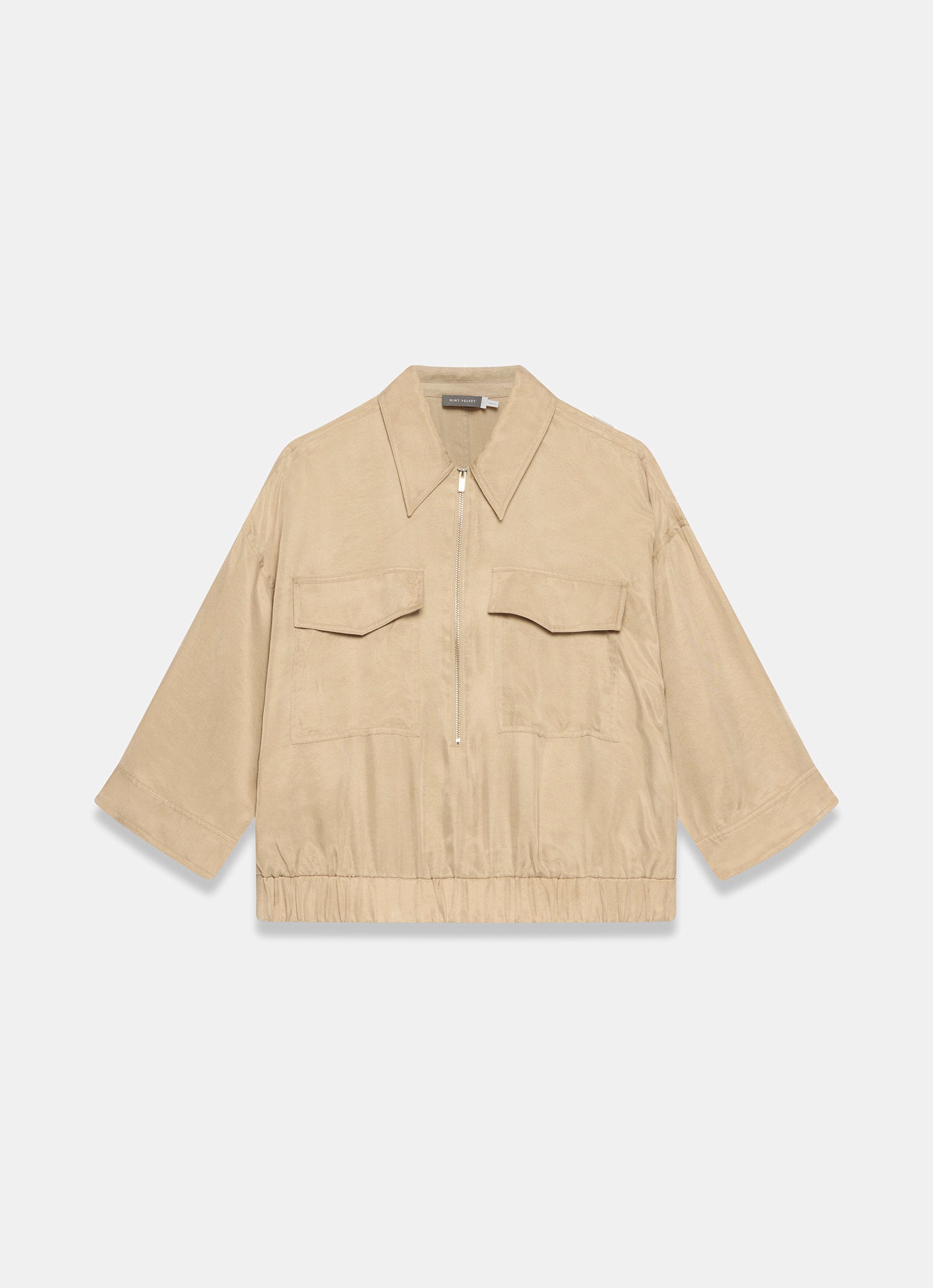Neutral Zip Detail Blouse
