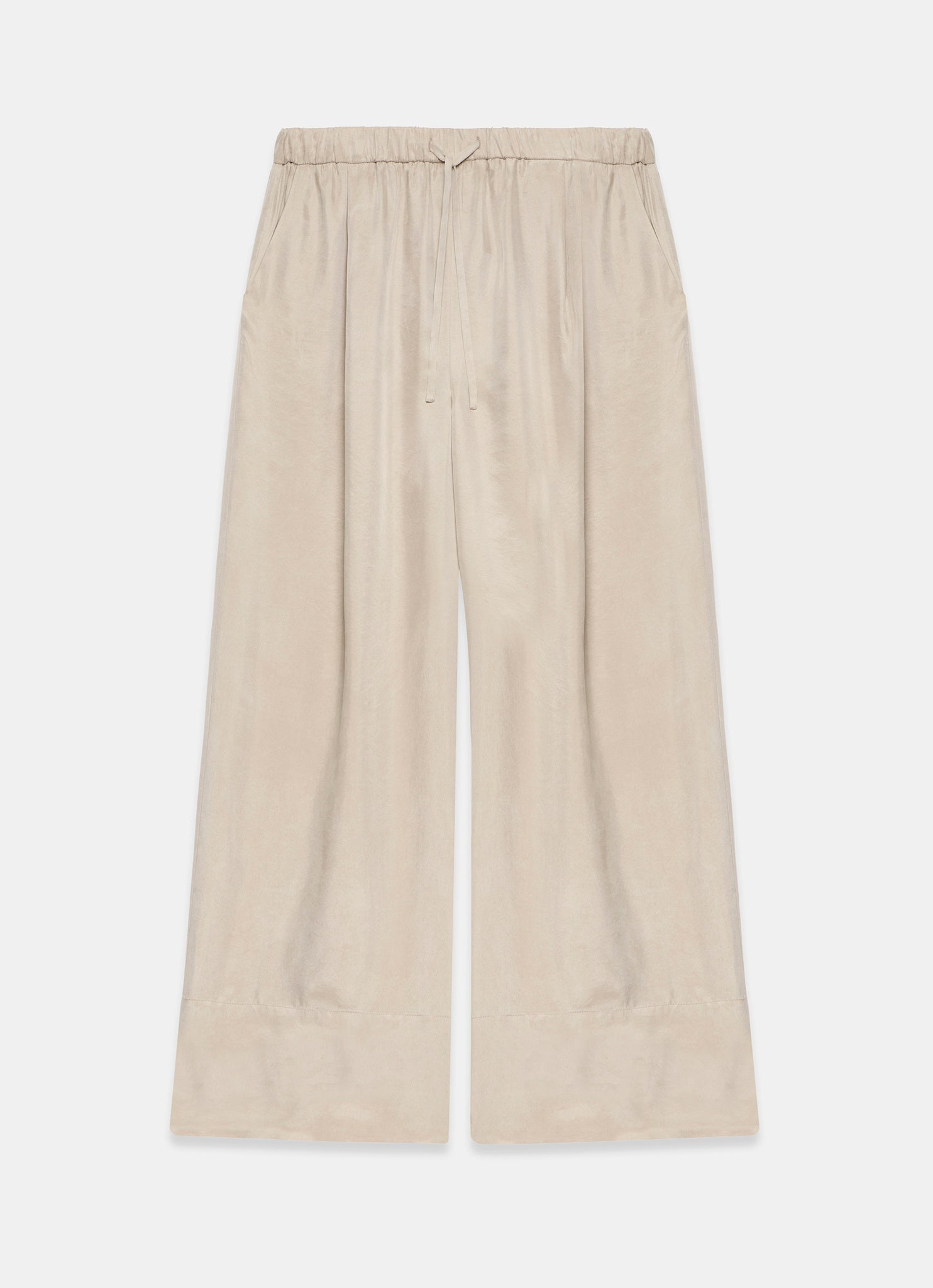 Neutral Drawstring Wide Leg Trousers