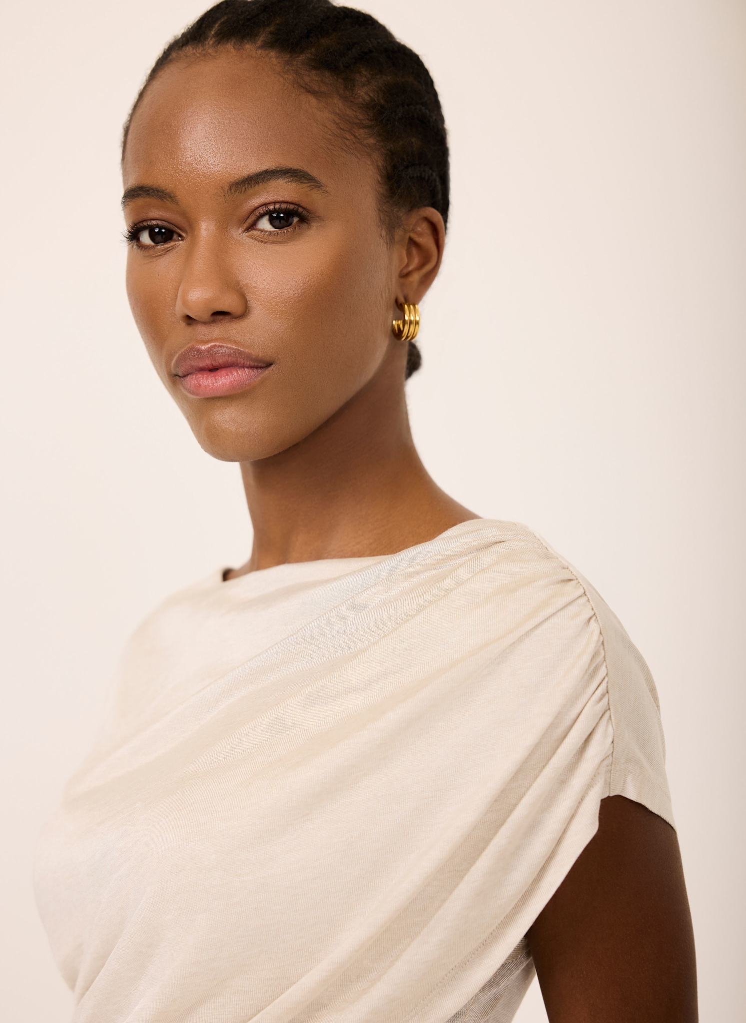 Neutral Layered Drape Top