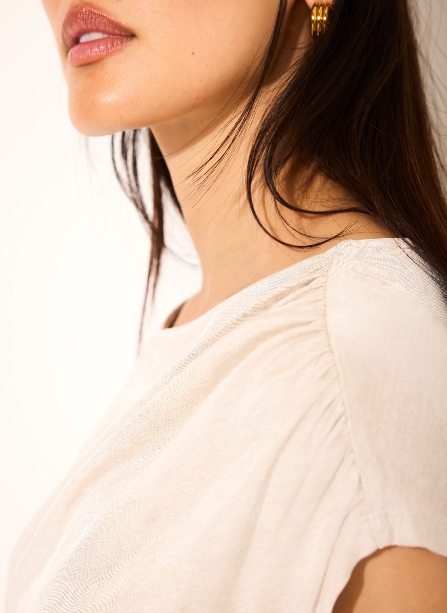 Neutral Layered Drape Top