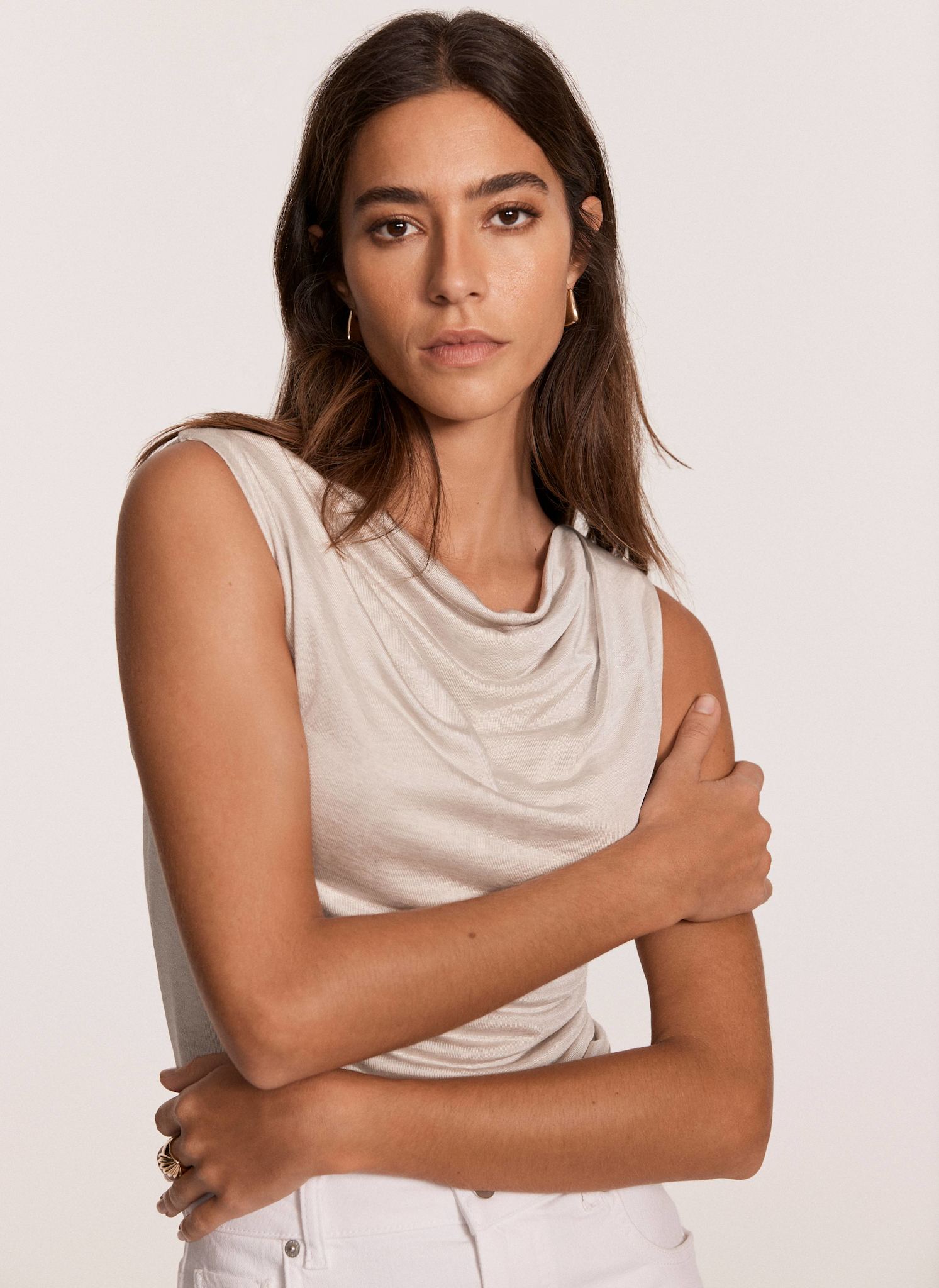 Neutral Cowl Neck Top