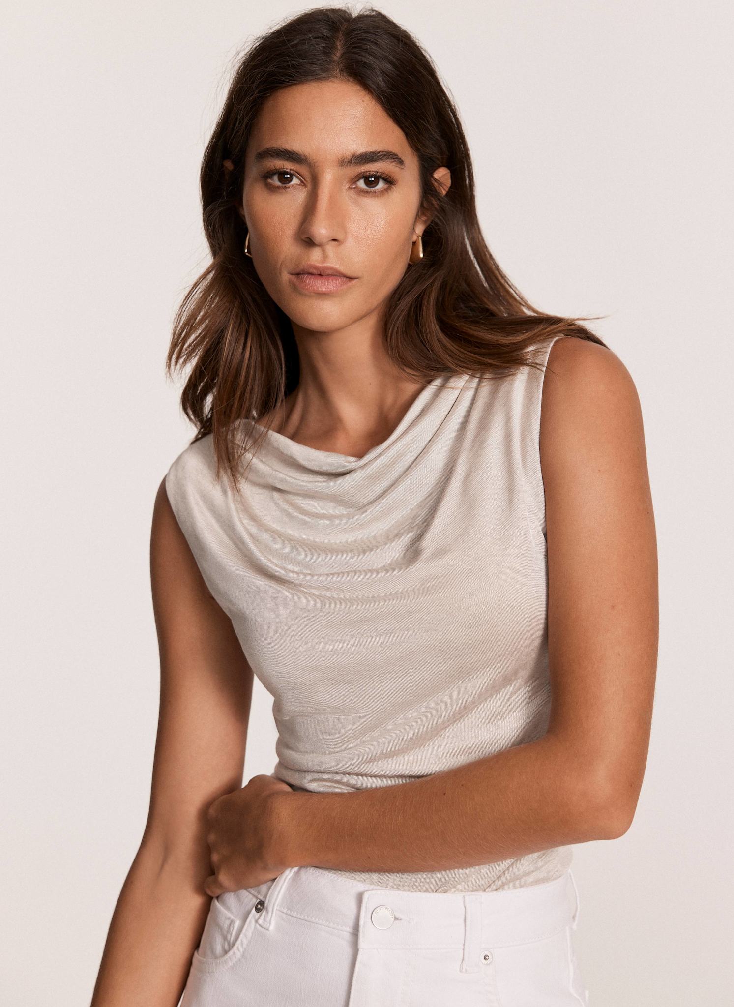 Neutral Cowl Neck Top