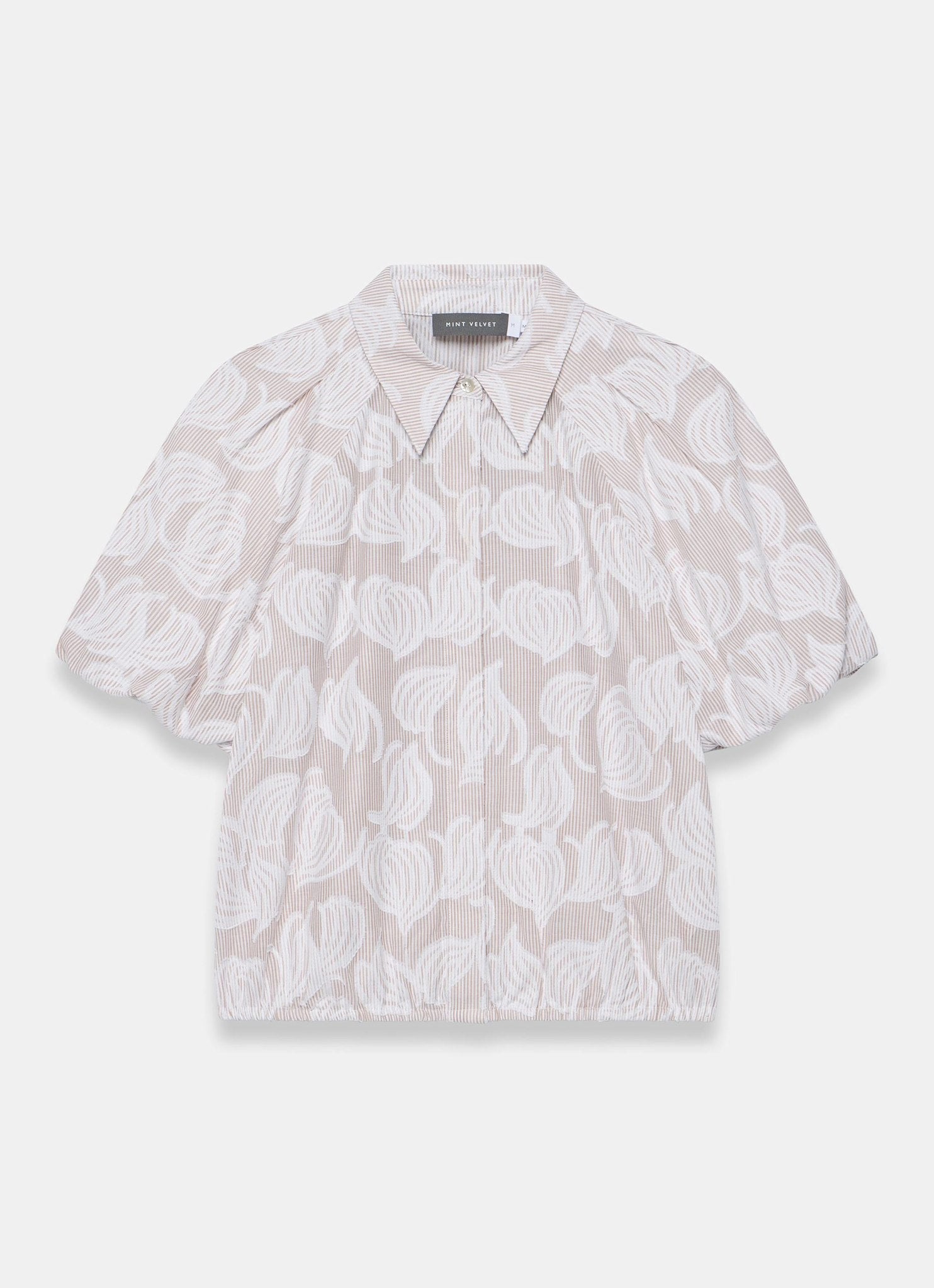 Neutral Cotton Jacquard Striped Shirt