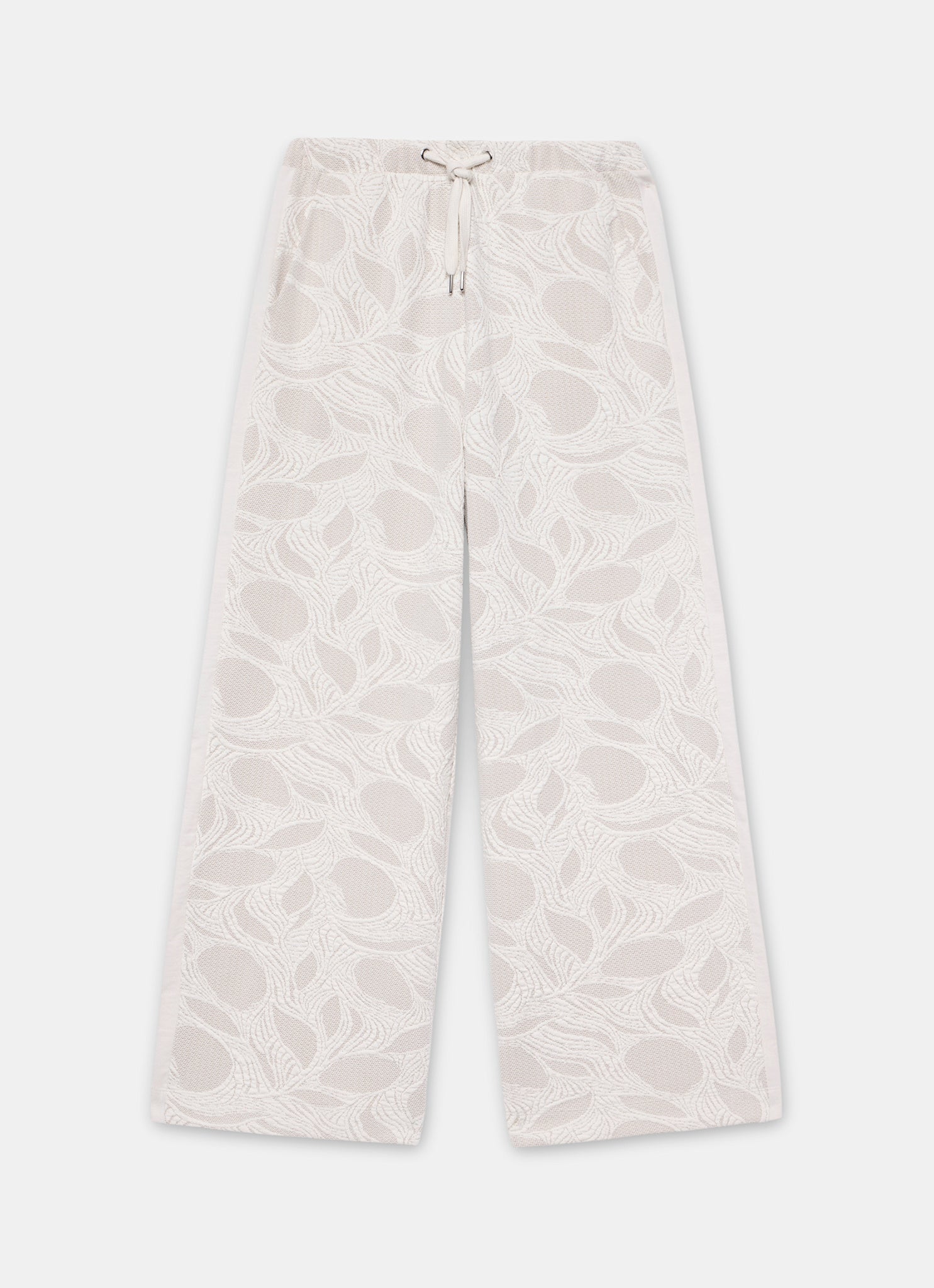 Neutral Jersey Jacquard Wide Trousers