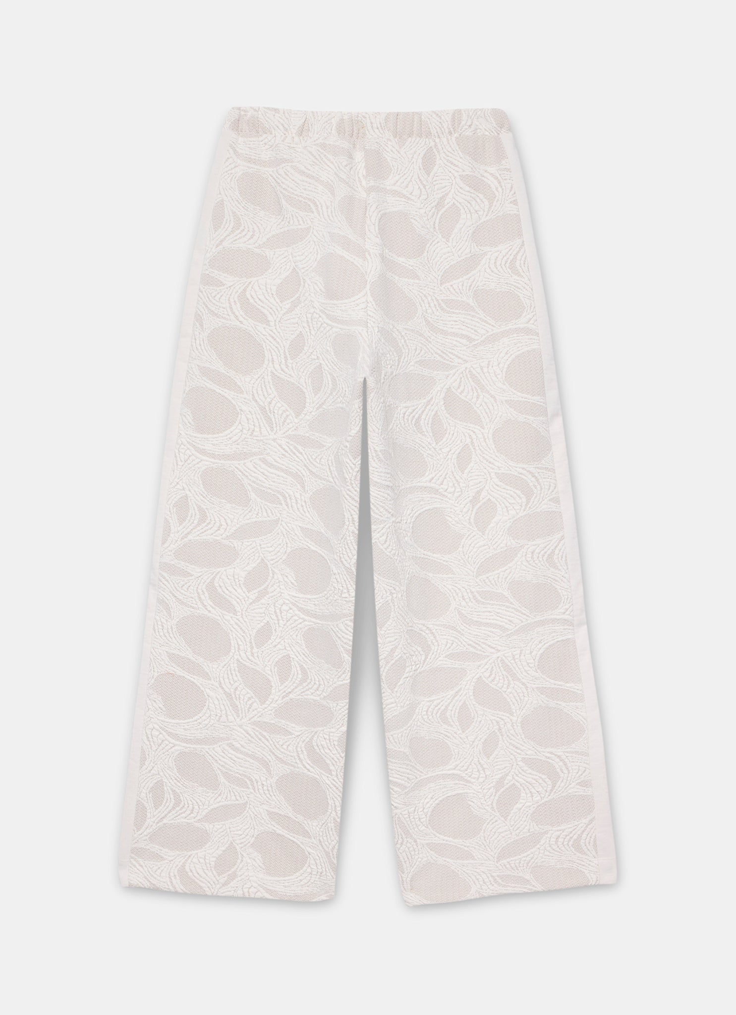 Neutral Jersey Jacquard Wide Trousers