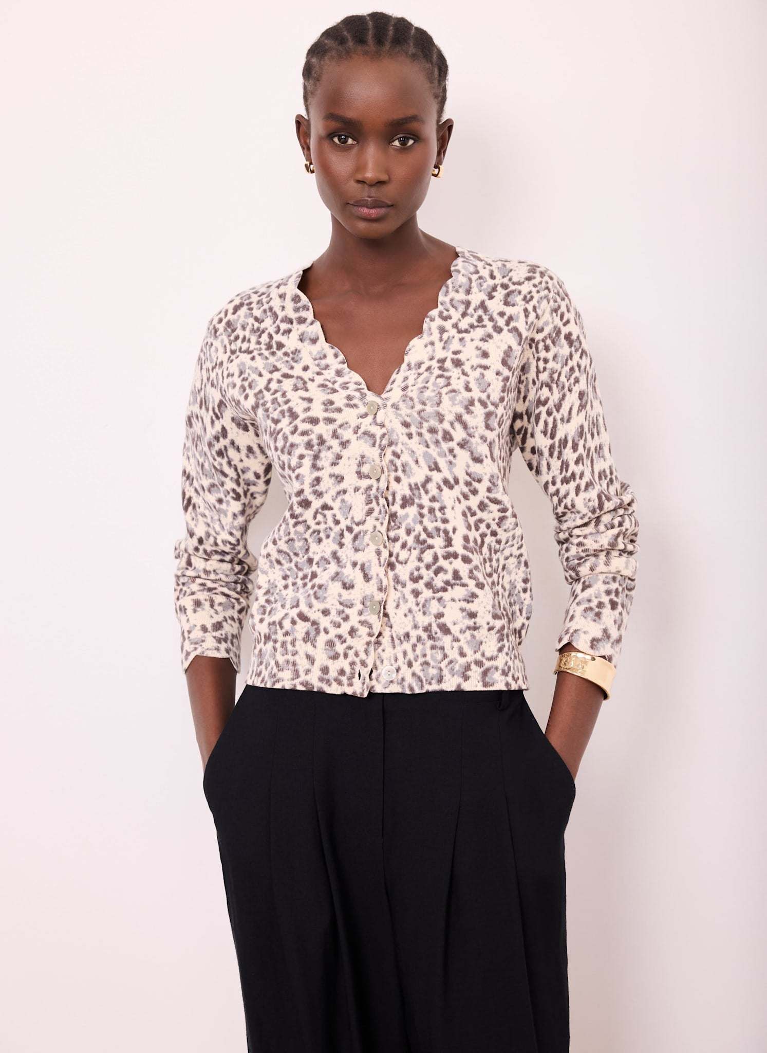 Leopard Print Cotton Cardigan