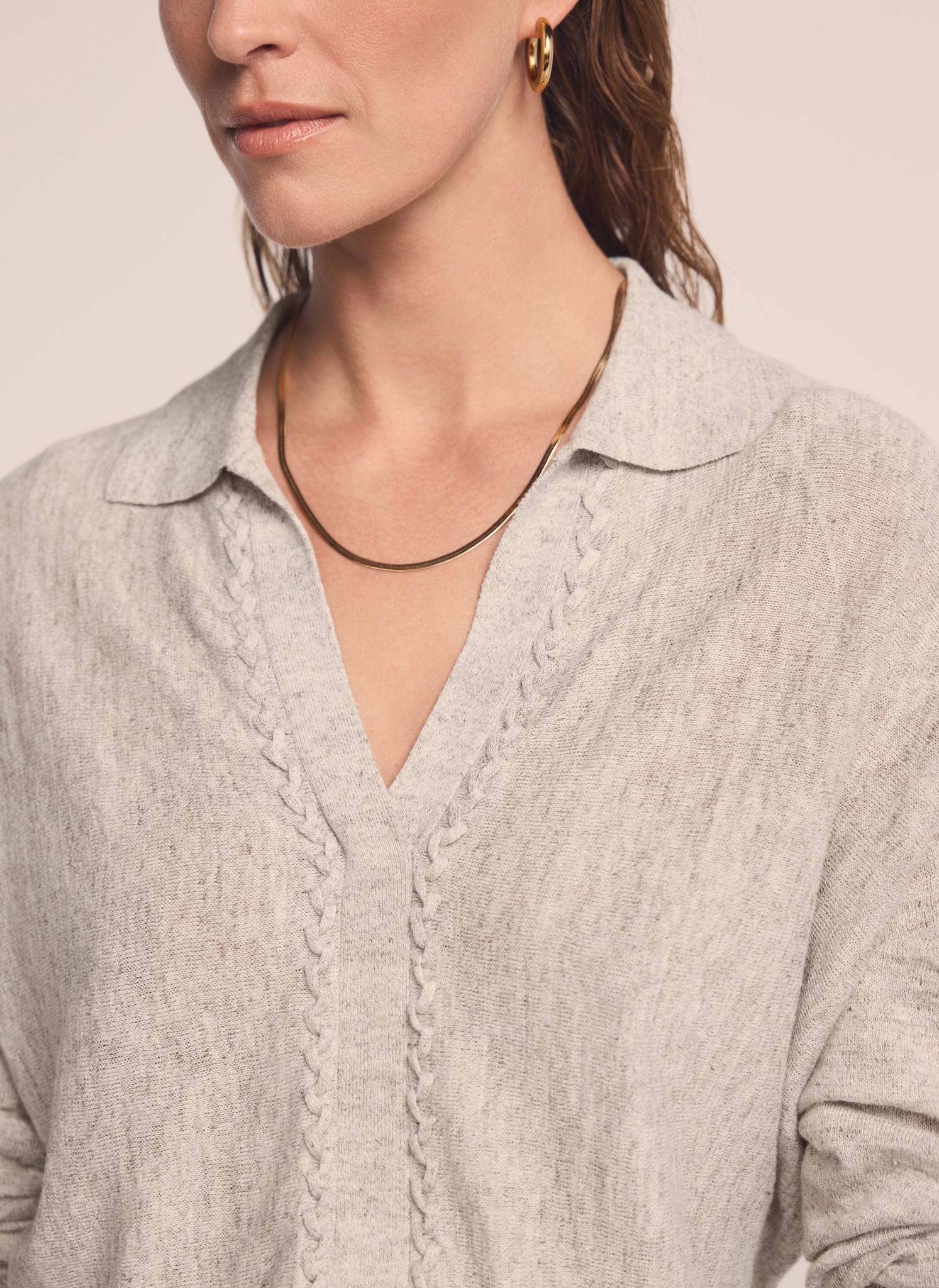 Neutral Linen Blend Knit Jumper