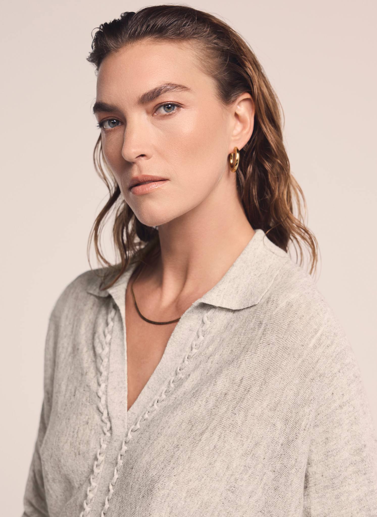Neutral Linen Blend Knit Jumper