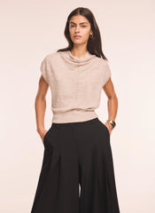Neutral Linen Blend Sleeveless Knit Top