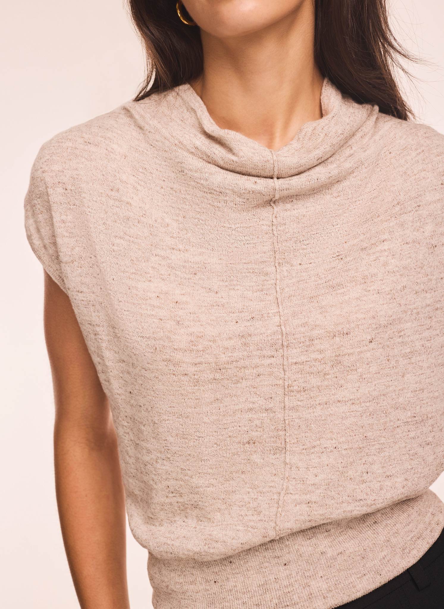 Neutral Linen Blend Sleeveless Knit Top