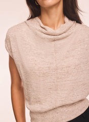 Neutral Linen Blend Sleeveless Knit Top