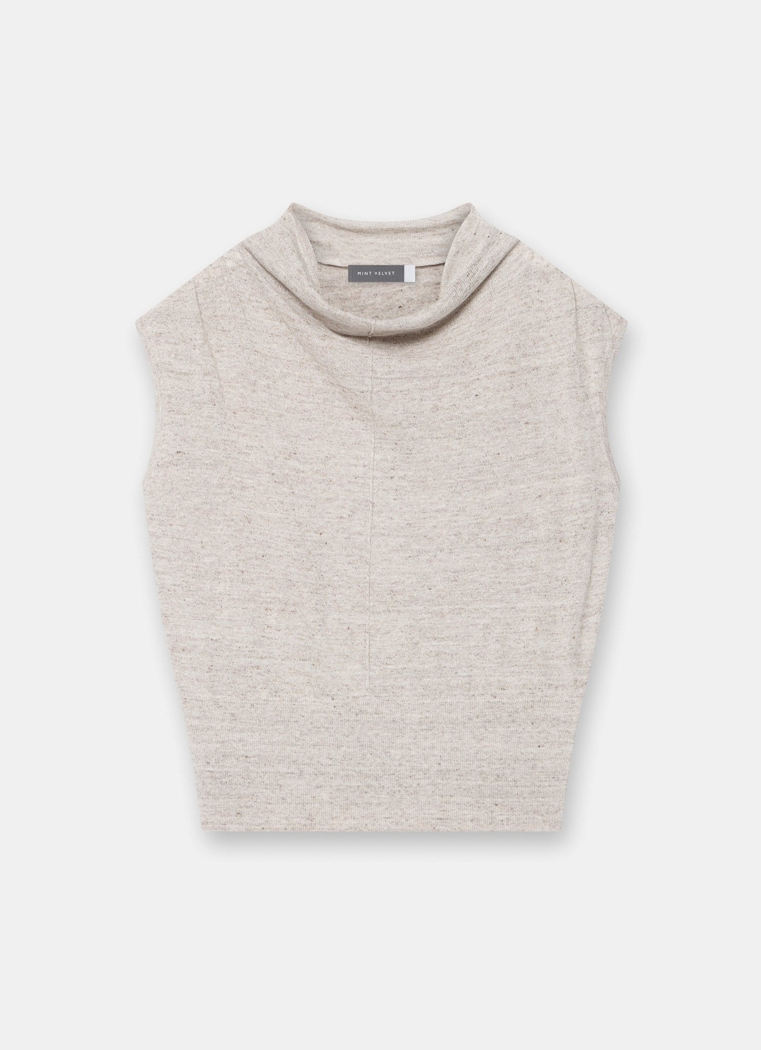 Neutral Linen Blend Sleeveless Knit Top