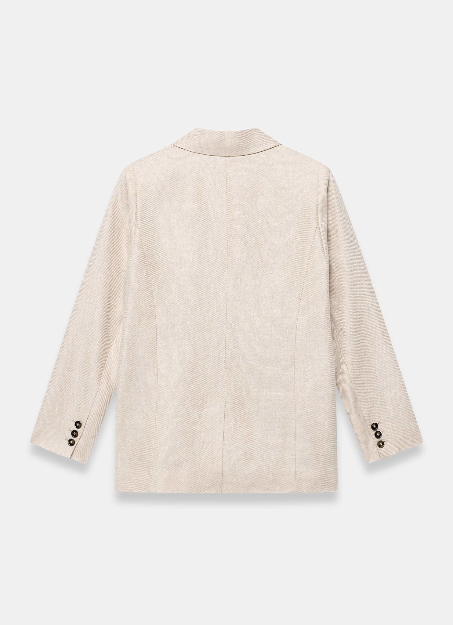 Neutral Linen Double Breasted Blazer