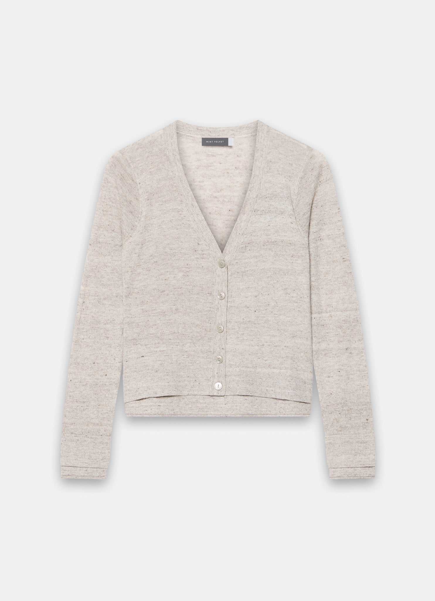 Neutral Linen Blend Layered Cardigan