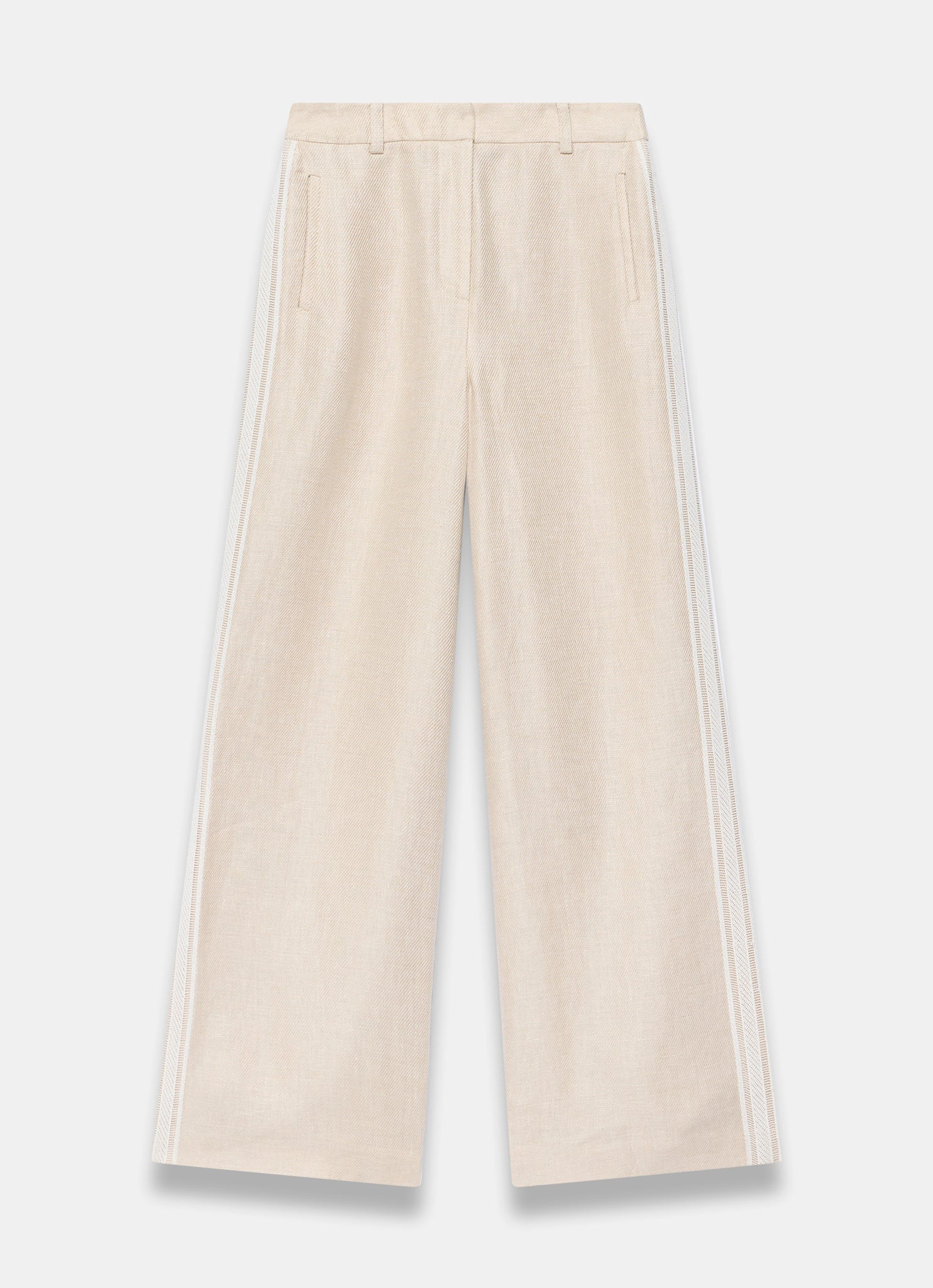 Neutral Linen Side Stripe Trousers