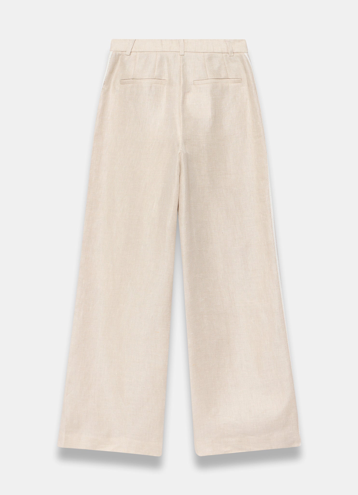 Neutral Linen Side Stripe Trousers