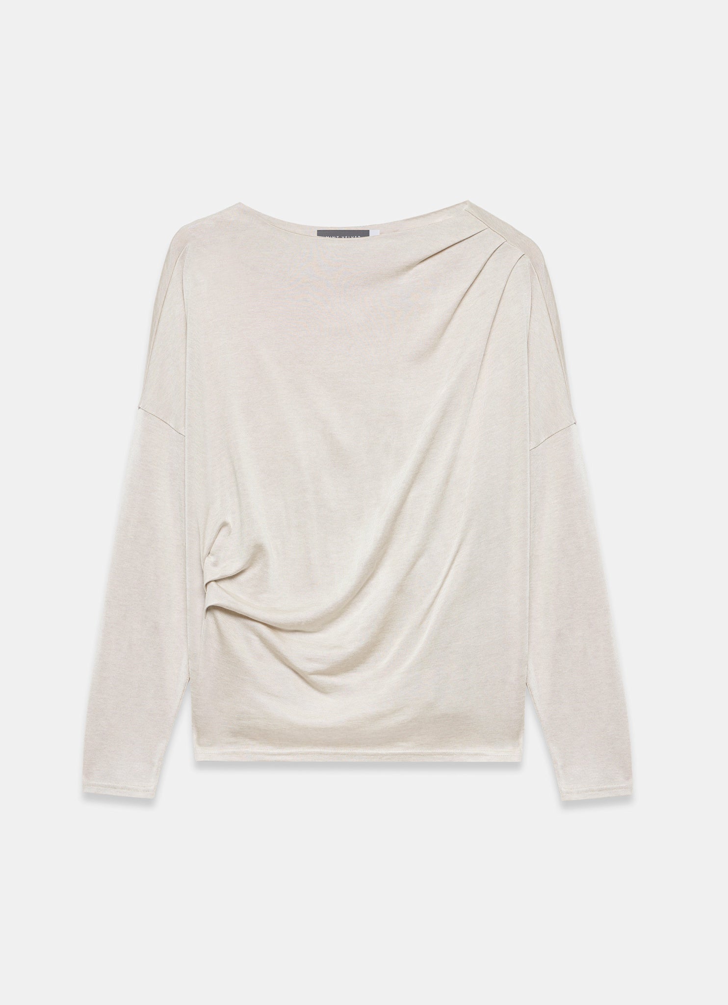 Neutral Metallic Ruched Long Sleeve Top