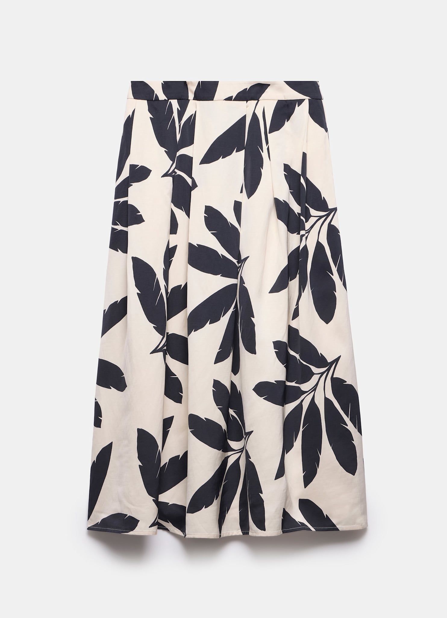 Neutral Palm Print Midi Skirt