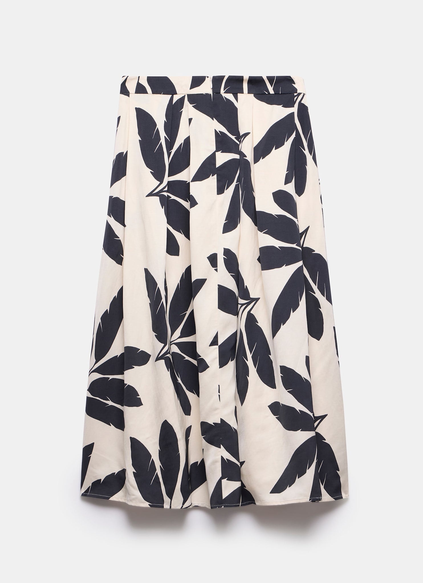 Neutral Palm Print Midi Skirt