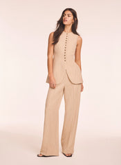 Neutral Pinstripe Longline Waistcoat