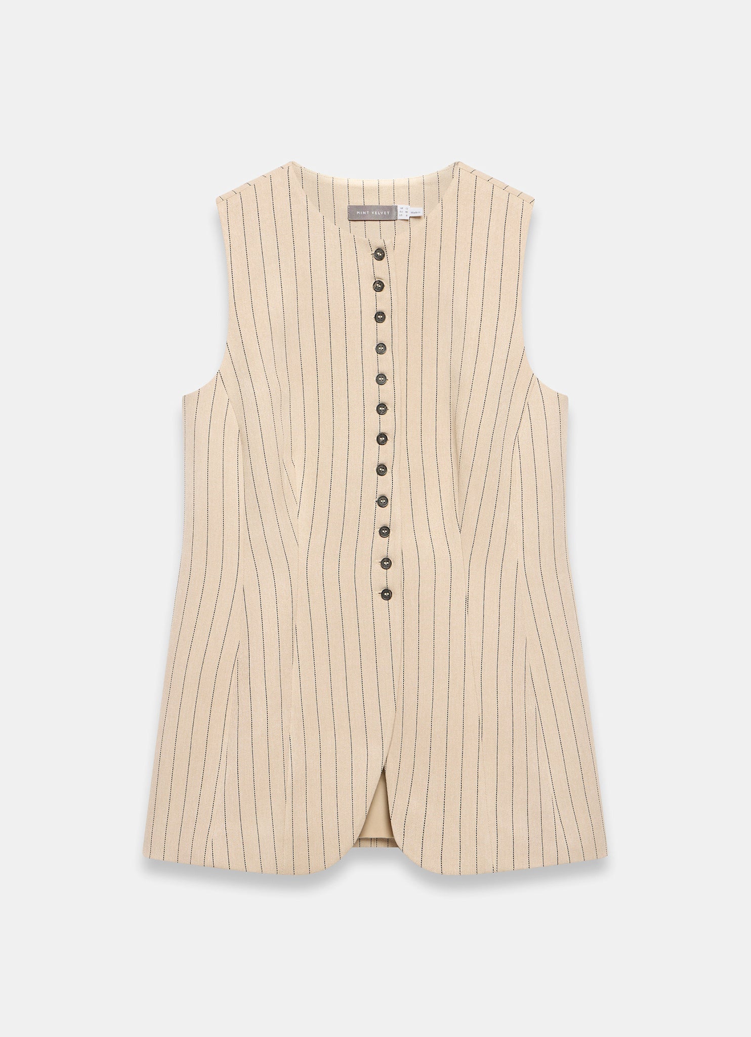 Neutral Pinstripe Longline Waistcoat