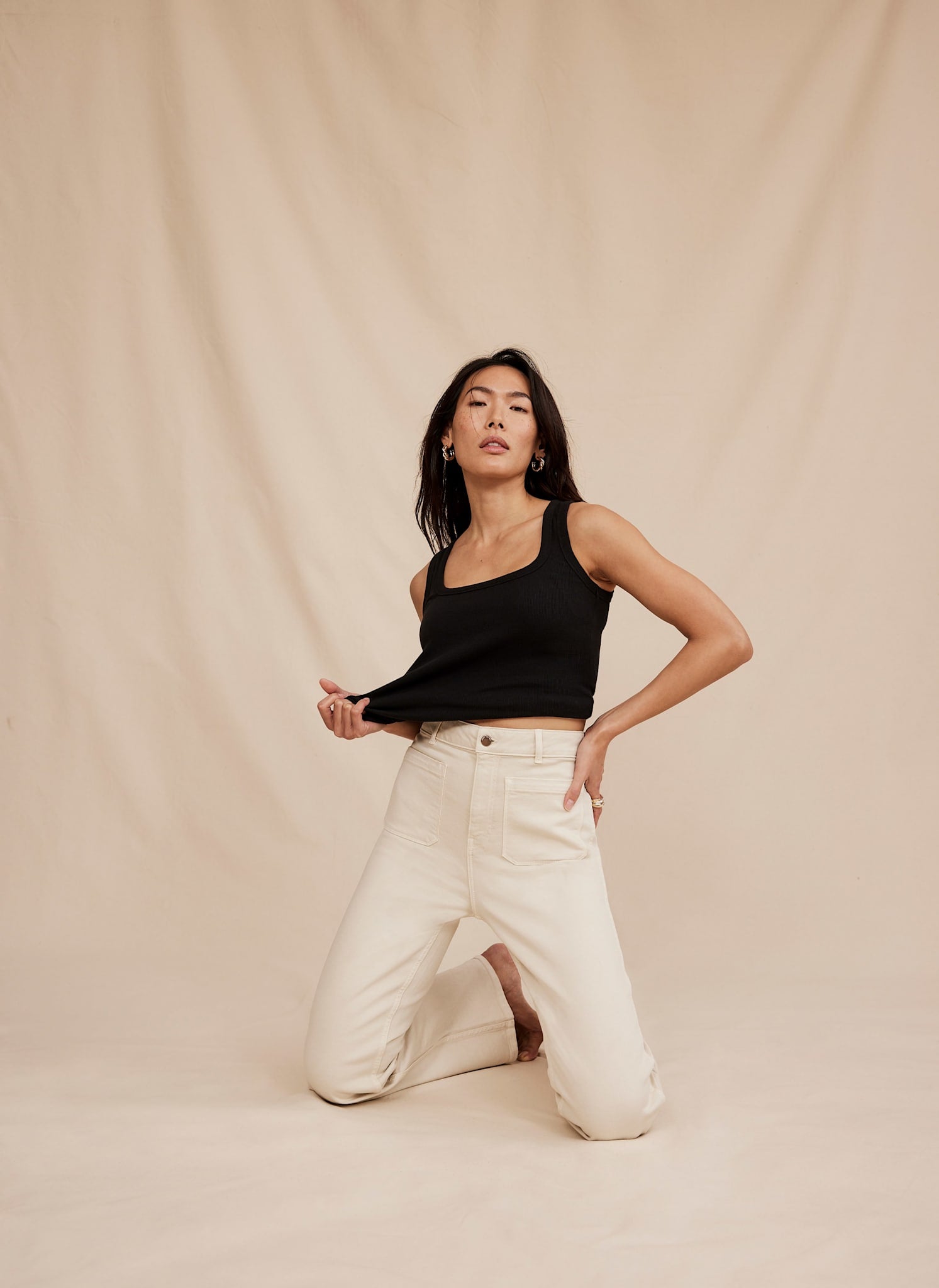 Neutral Wash Relaxed Bootcut Patch Pocket Jeans