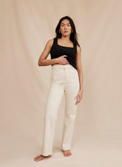 Neutral Wash Relaxed Bootcut Patch Pocket Jeans